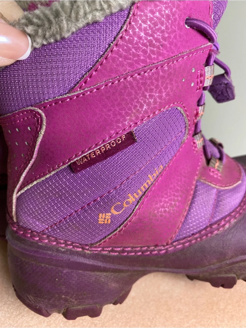 COLUMBIA Youth Rope Tow III Waterproof Winter Boots Purple 1